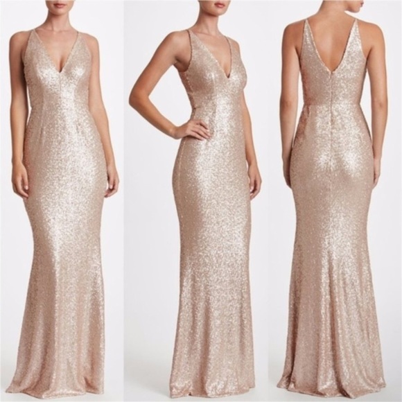 DRESS THE POPULATION Harper Plunge Neck Sequin Gown - Picture 3 of 7